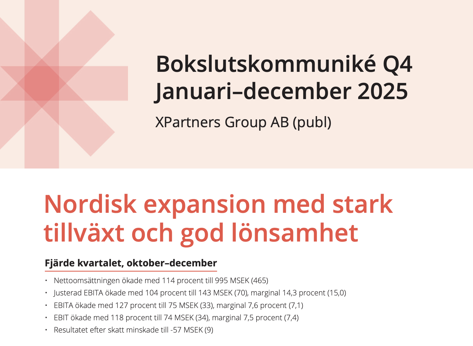 Bokslutskommuniké Q4 2025